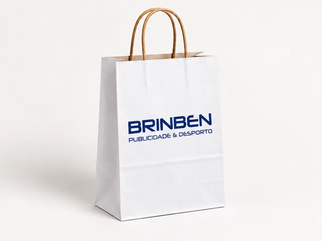 Saco de papel extra pequeno branco com logótipo BRINBEN