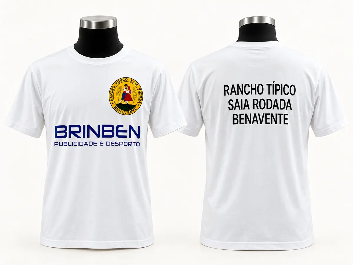 T-shirts brancas personalizadas para Rancho Típico Saia Rodada de Benavente